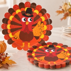 Kids Table Shaped Turkey Dinner Plates - 8 PK